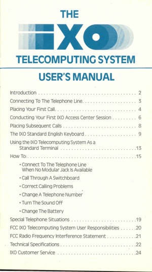 Ixo users manual